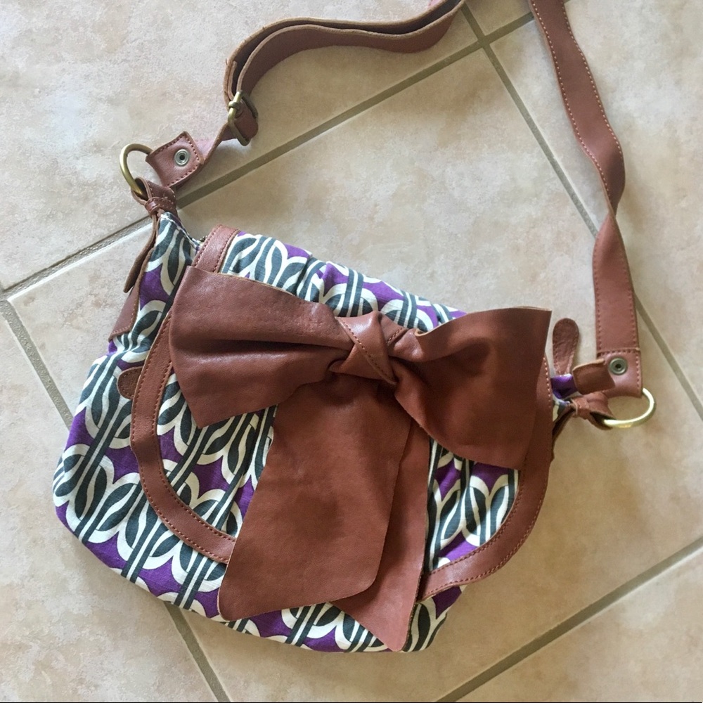 Anthro Bow Purse: purple, white and green w/ bow 🎀